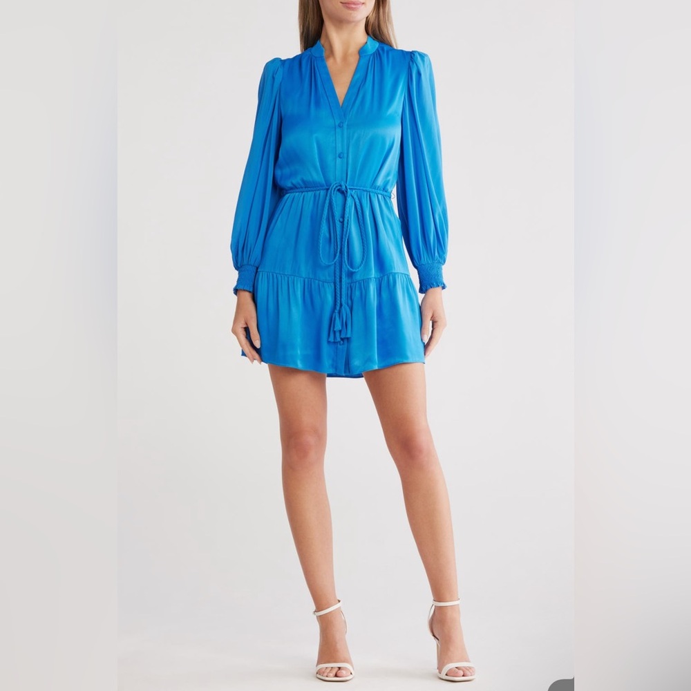 NWT Alice & Olivia Antonette Long Sleeve Dress, French Blue